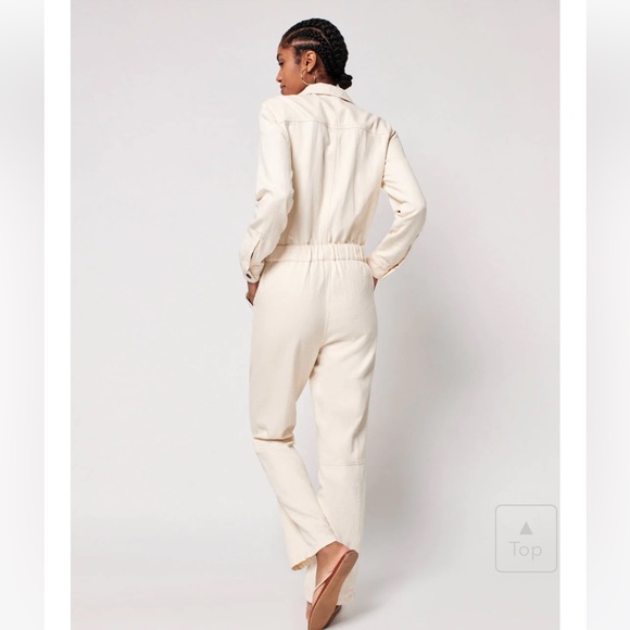 NWT! Faherty Brand Overland Twill Jumpsuit in Natural- Small - Picture 2 of 7